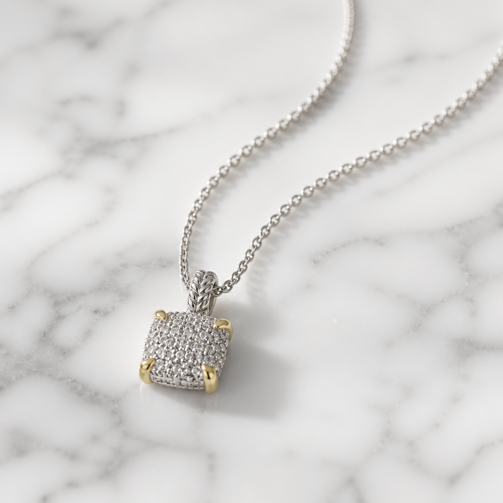 Square stone necklace