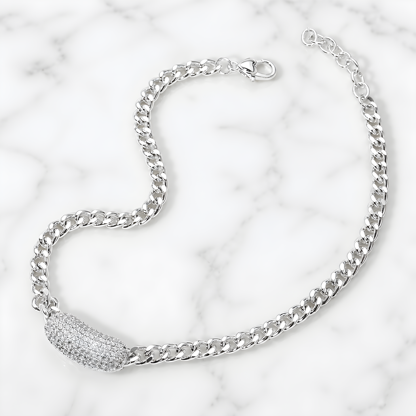 Silver bling necklace; matching bracelet available
