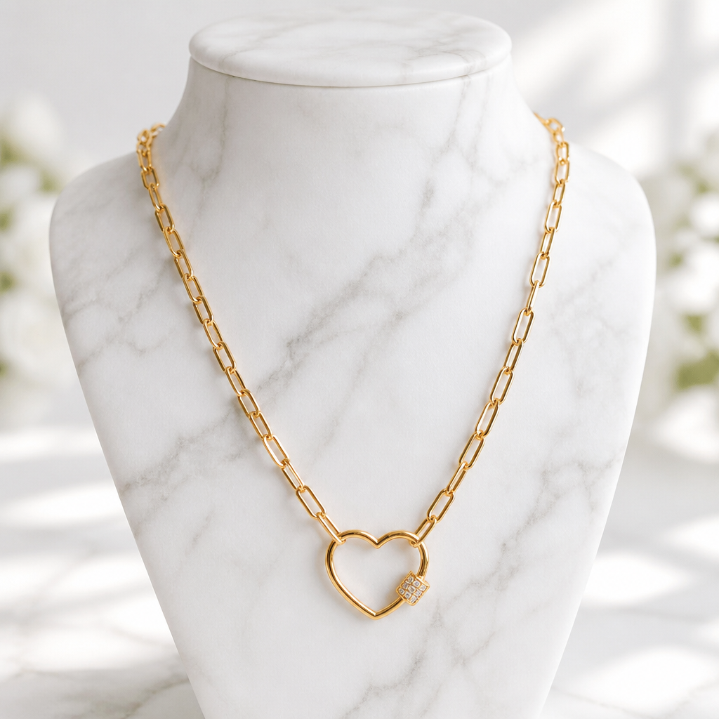 Dainty gold dipped heart necklace.