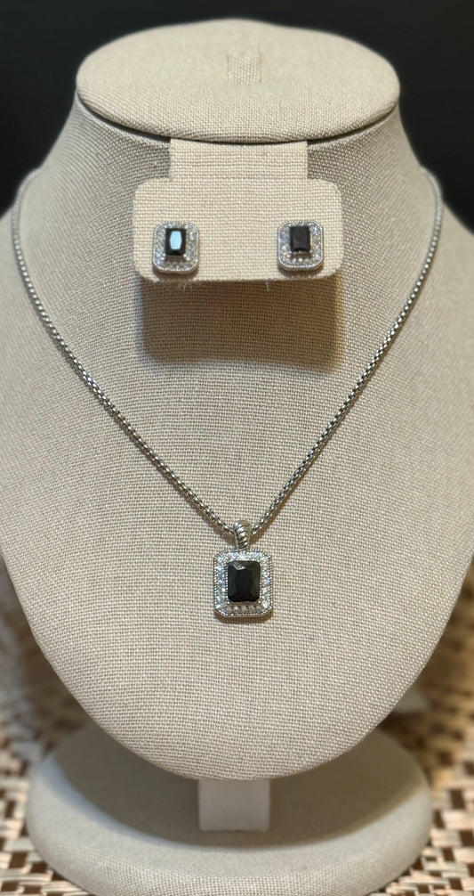Elegant black stone necklace