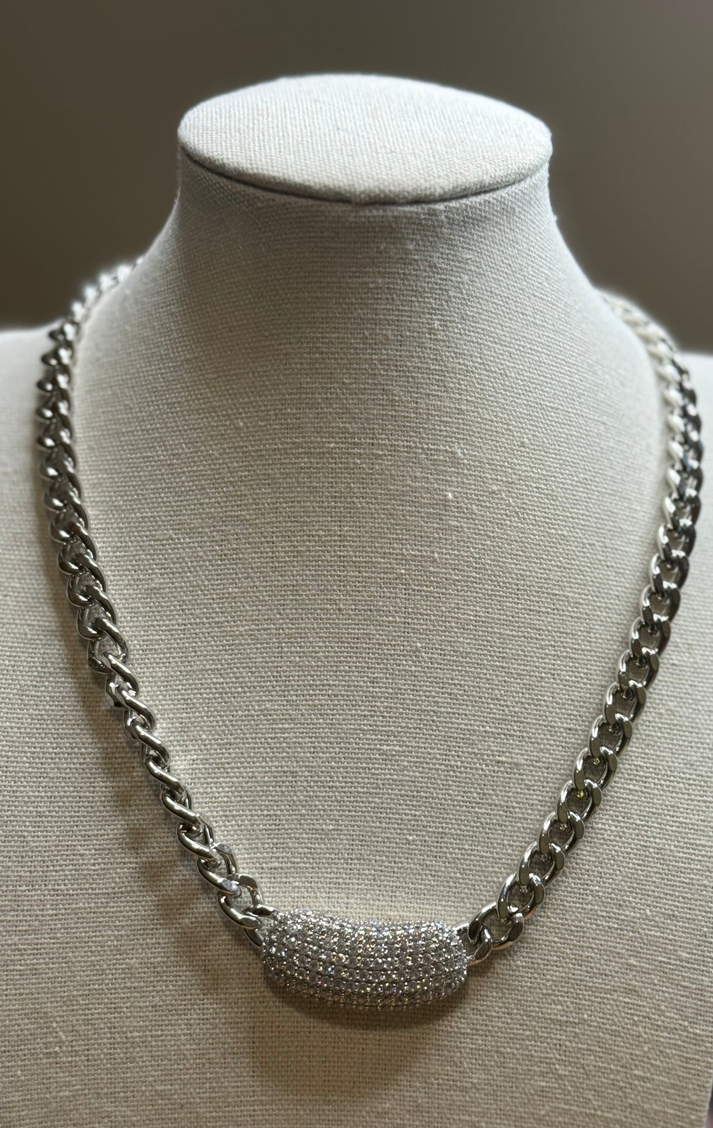 Silver bling necklace; matching bracelet available