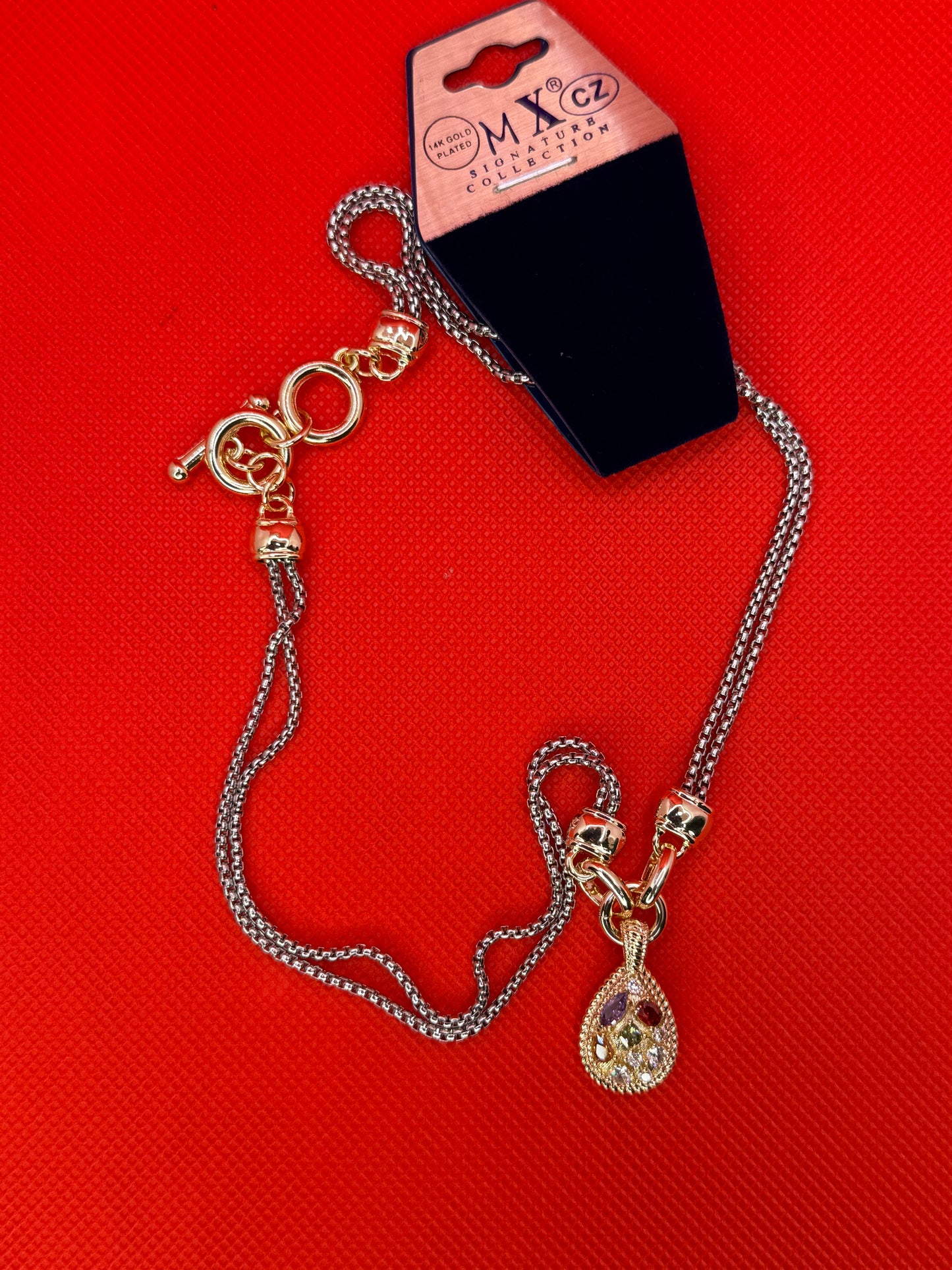 Multi stone teardrop necklace