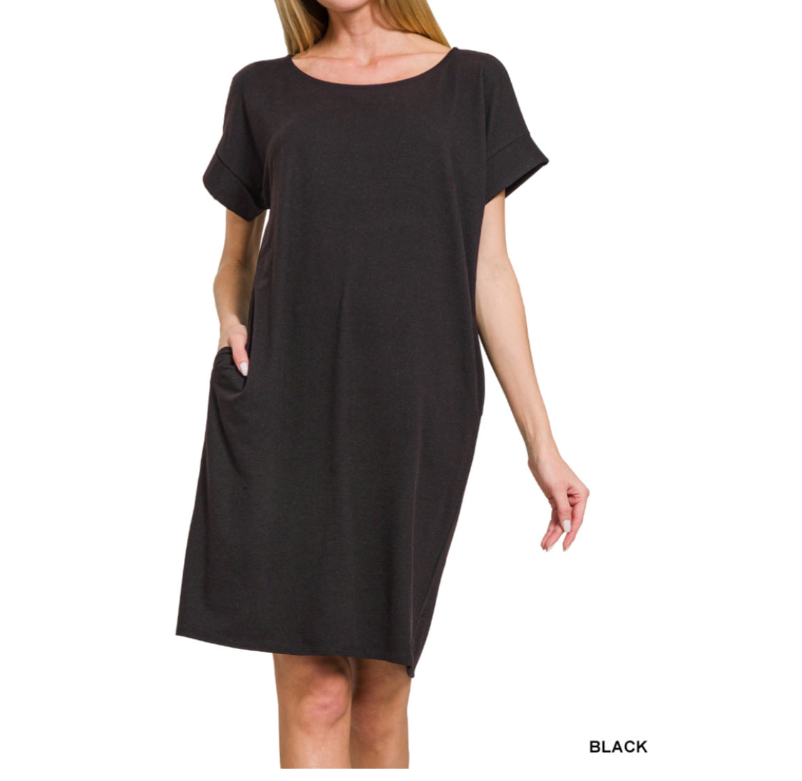 Zenana cuffed sleeve dress