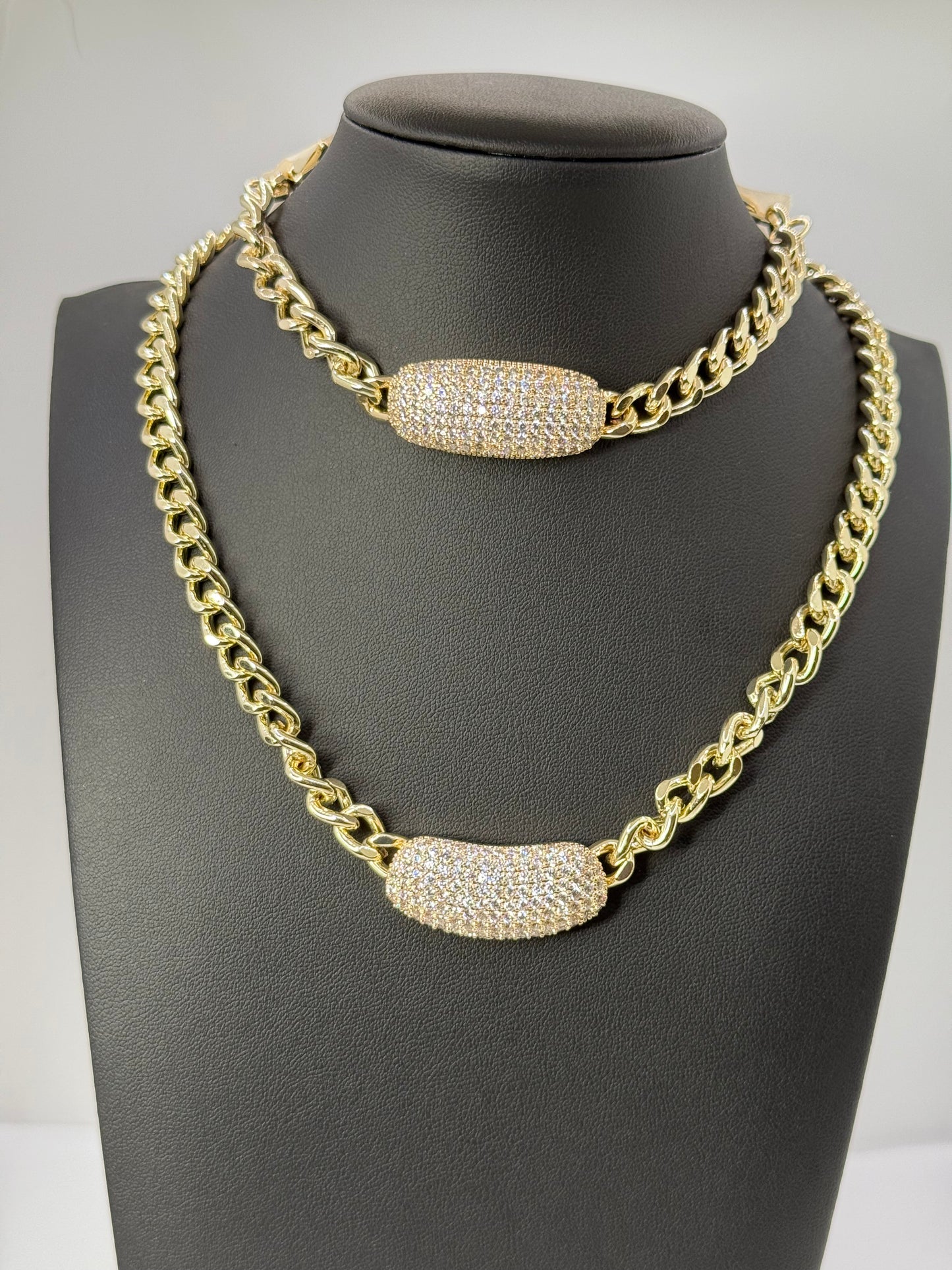Gold bling necklace and bracelet