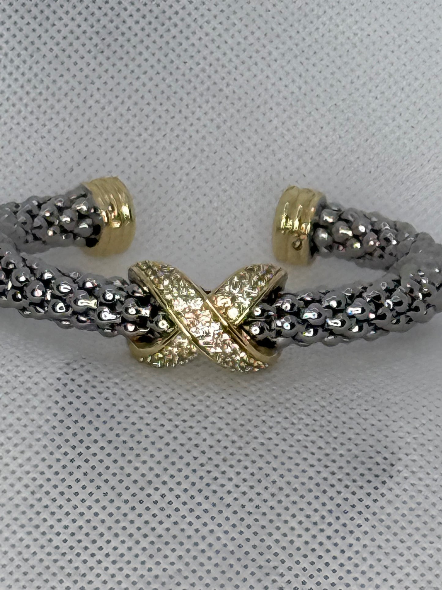 Big X bling cuffed bracelet