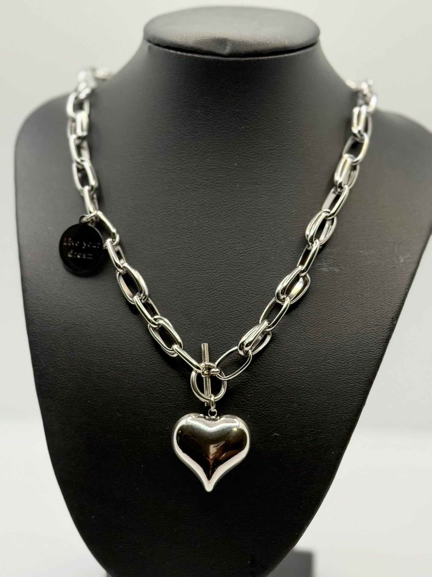 Bubble Heart Necklace with Inspirational Tag