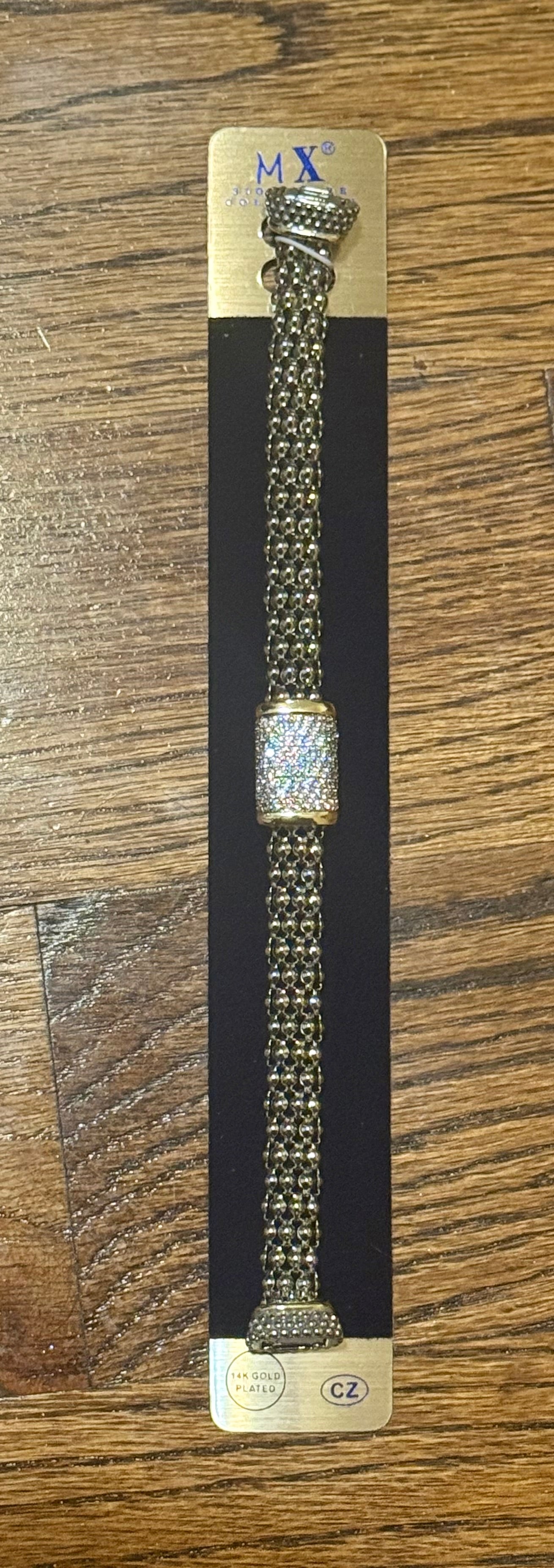 Silver Plated Blinged Bar Bracelet