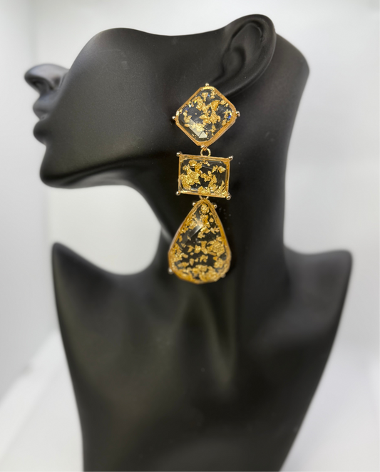 Clear/gold dangle earrings