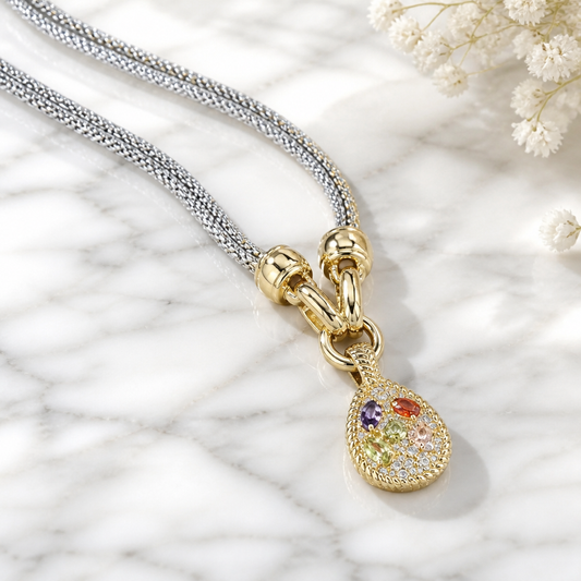 Multi stone teardrop necklace