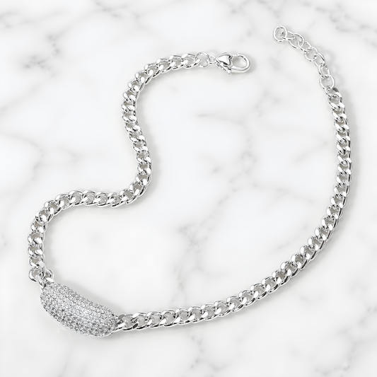 Silver bling necklace; matching bracelet available
