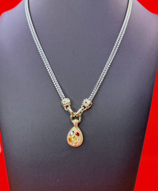 Multi stone teardrop necklace