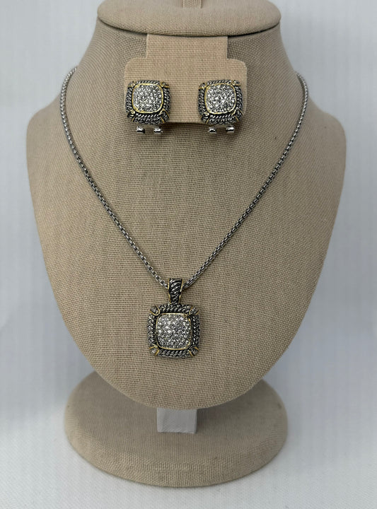 Square necklace and earrings set