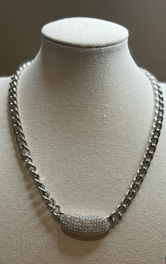 Silver bling necklace; matching bracelet available