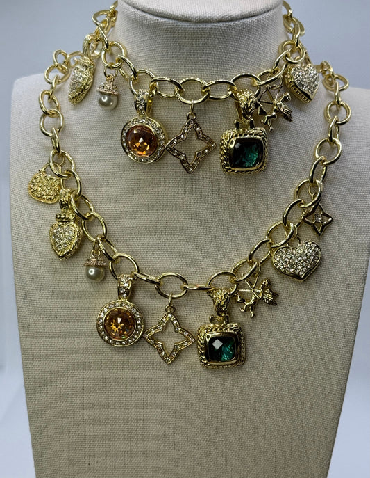 Gold plated multi charms bracelet