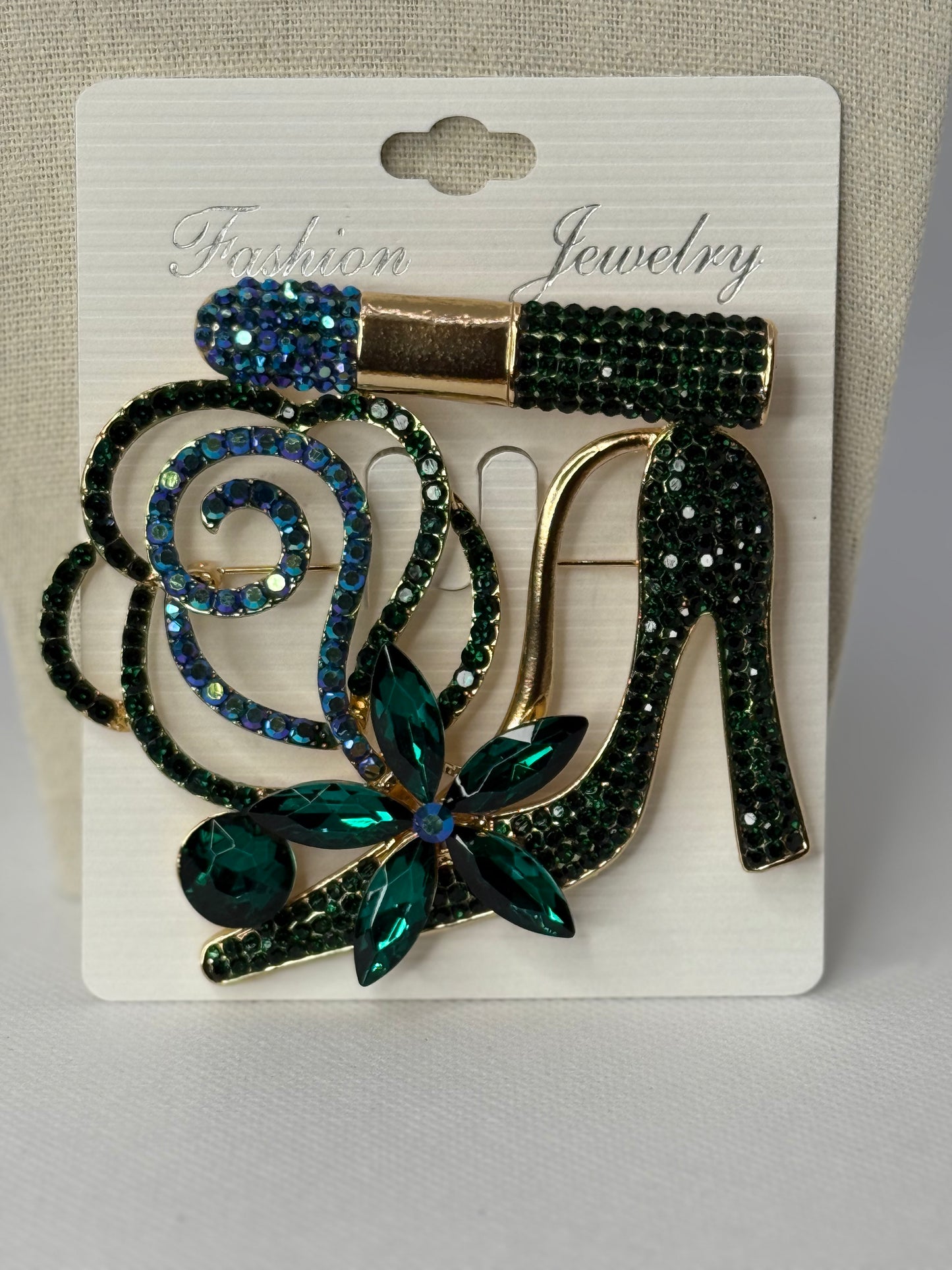 Heel lipstick brooch