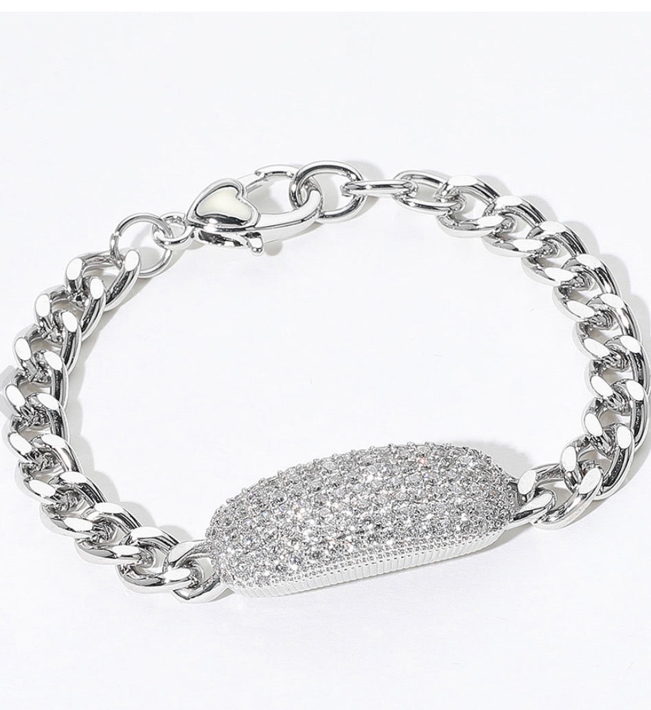 Silver bling bracelet; matching necklace available