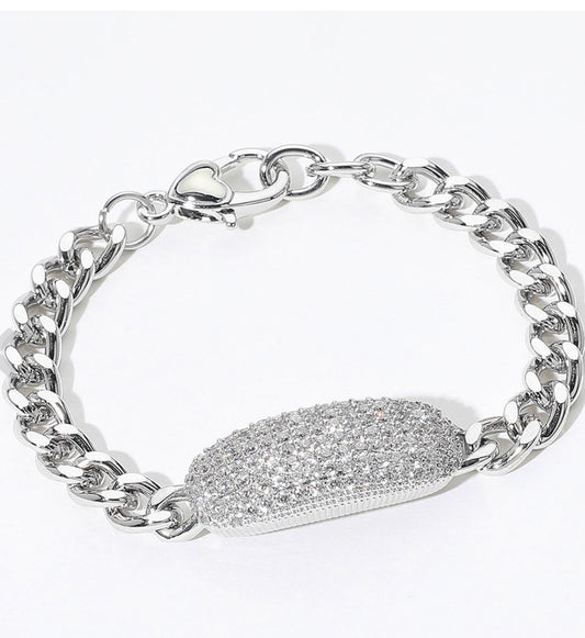 Silver bling bracelet; matching necklace available