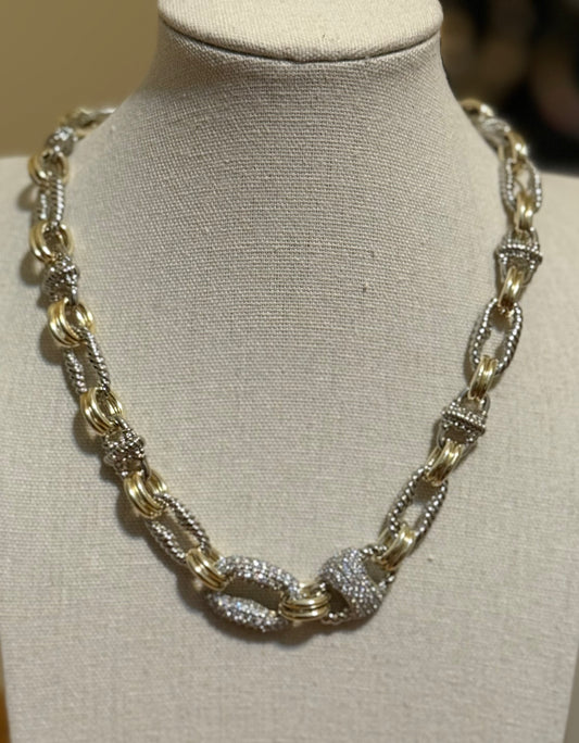 14k gold/ silver dipped chain with double bling pendants