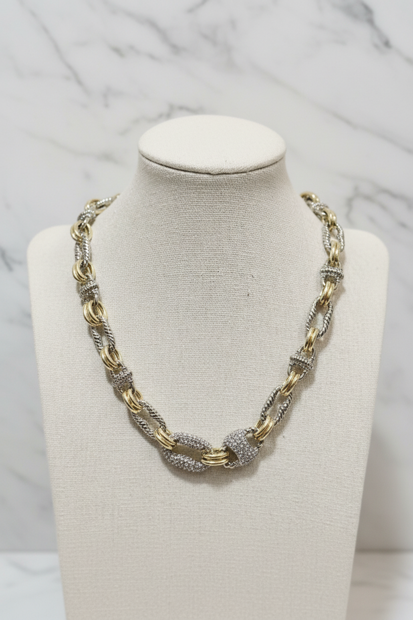 14k gold/ silver dipped chain with double bling pendants