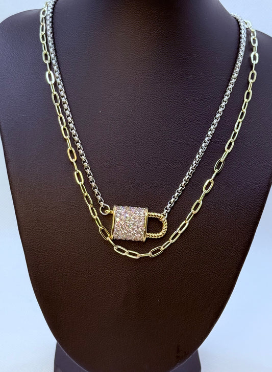 Layered lock necklace