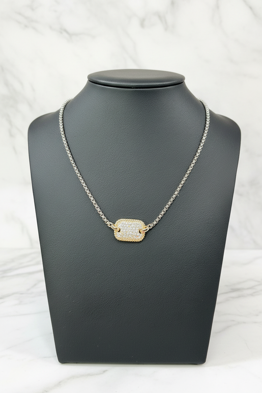 Classy blinged tag necklace