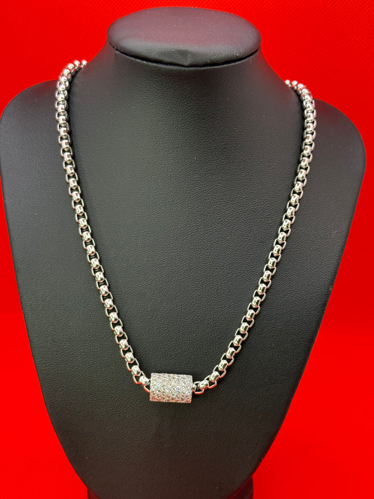 Silver plated barrel necklace