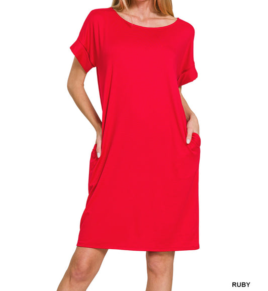 Zenana cuffed sleeve dress