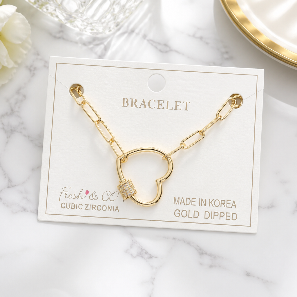 Dainty Gold Dipped Heart Bracelet