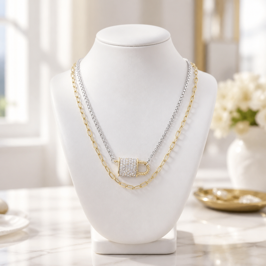 Layered lock necklace
