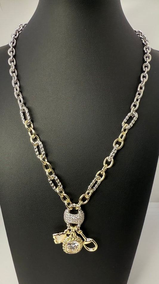 Gold and silver chain with bling and charms