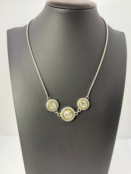 3 circle clear stone necklace