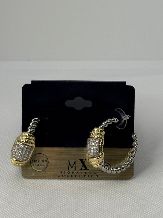Med silver and gold bar hoop