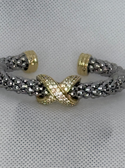 Big X bling cuffed bracelet