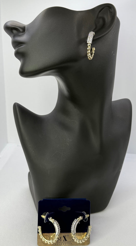 Gold beads hoop with bling bar