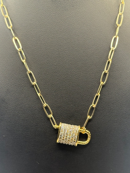 Blinged Lock Necklace