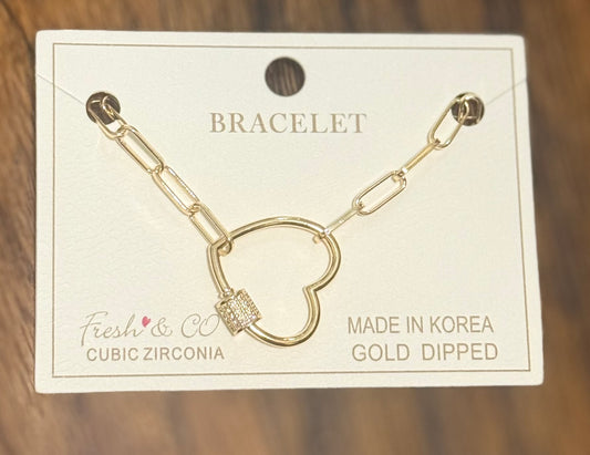 Dainty Gold Dipped Heart Bracelet
