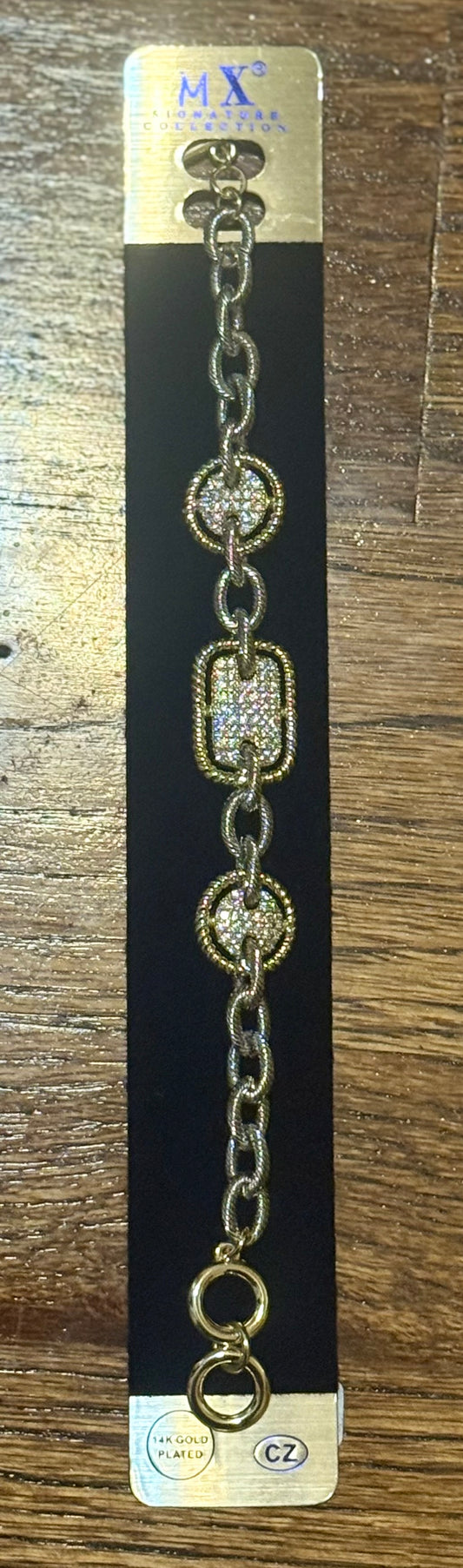 Circle Square Blinged Toggle Bracelet