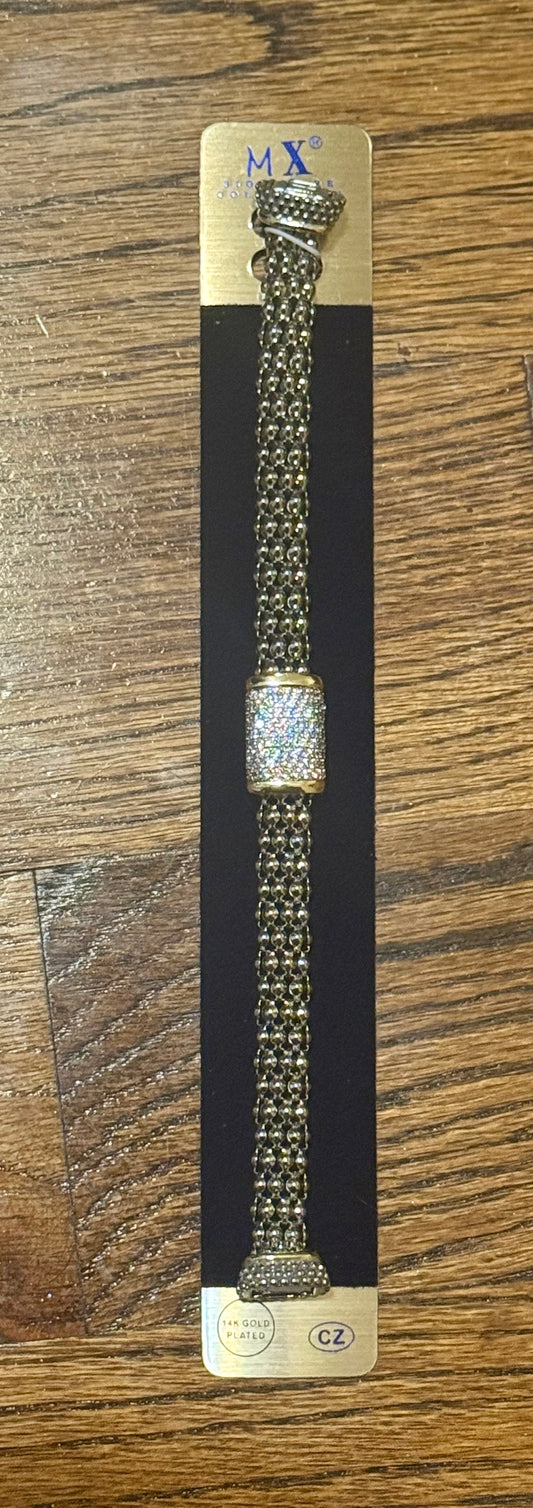 Silver Plated Blinged Bar Bracelet