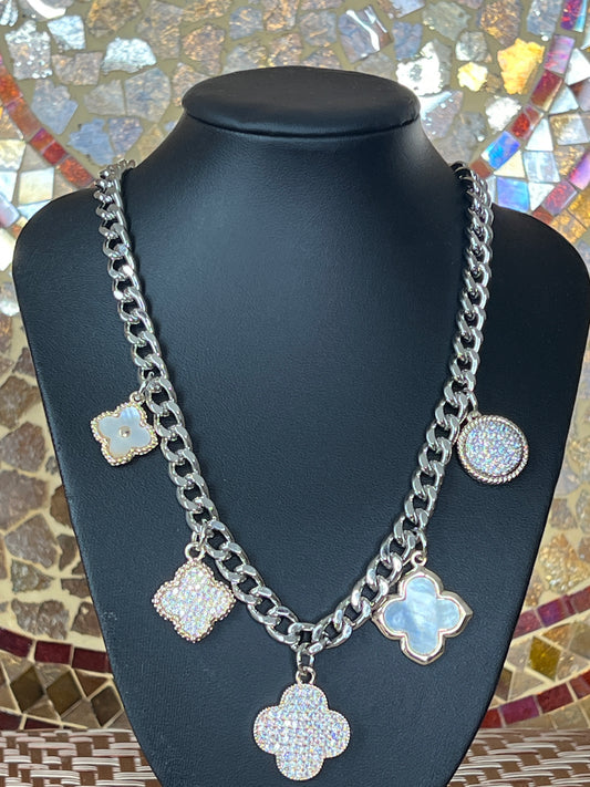 Bling clover charm necklace