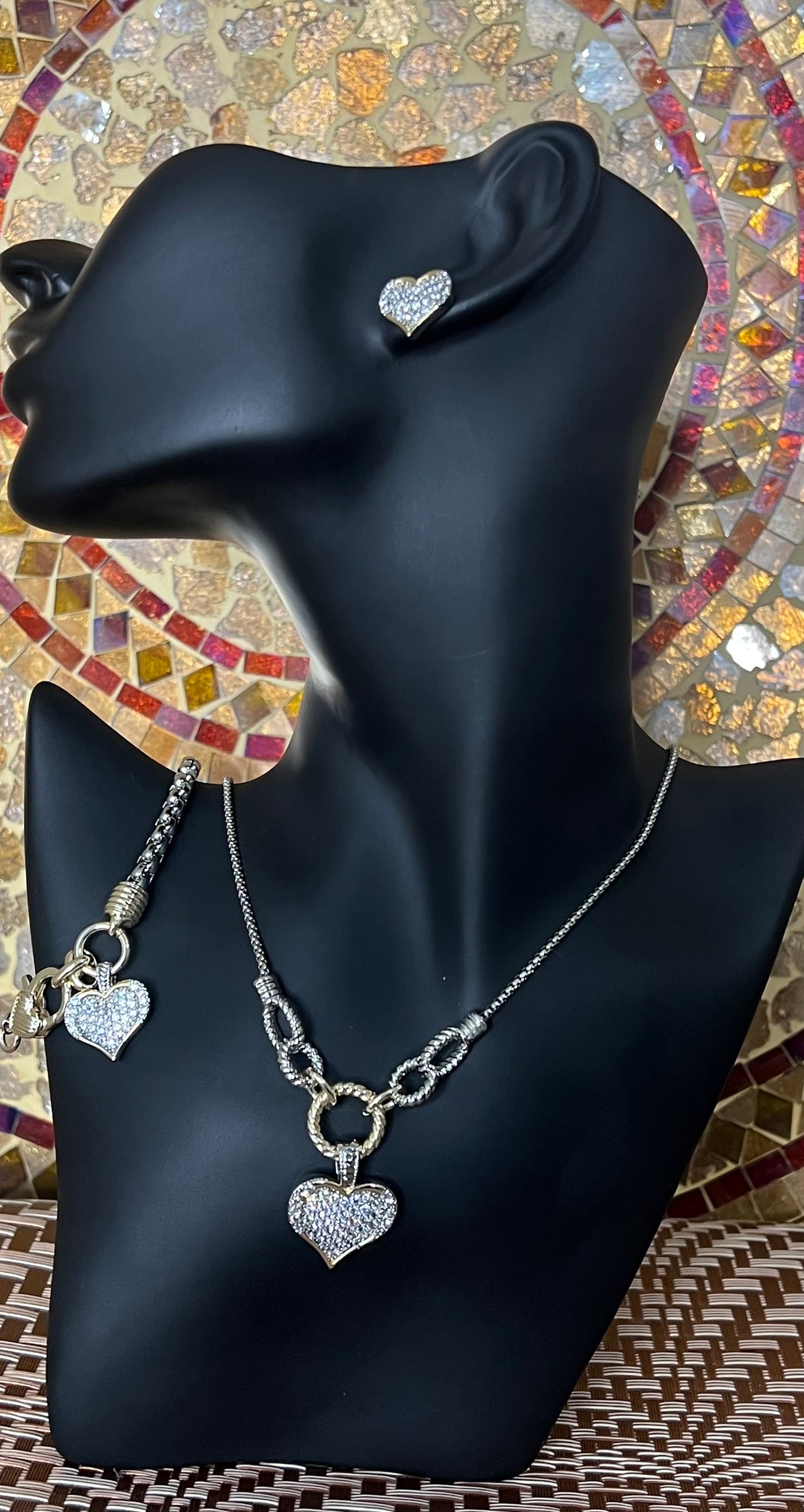 Blinged Heart Earrings